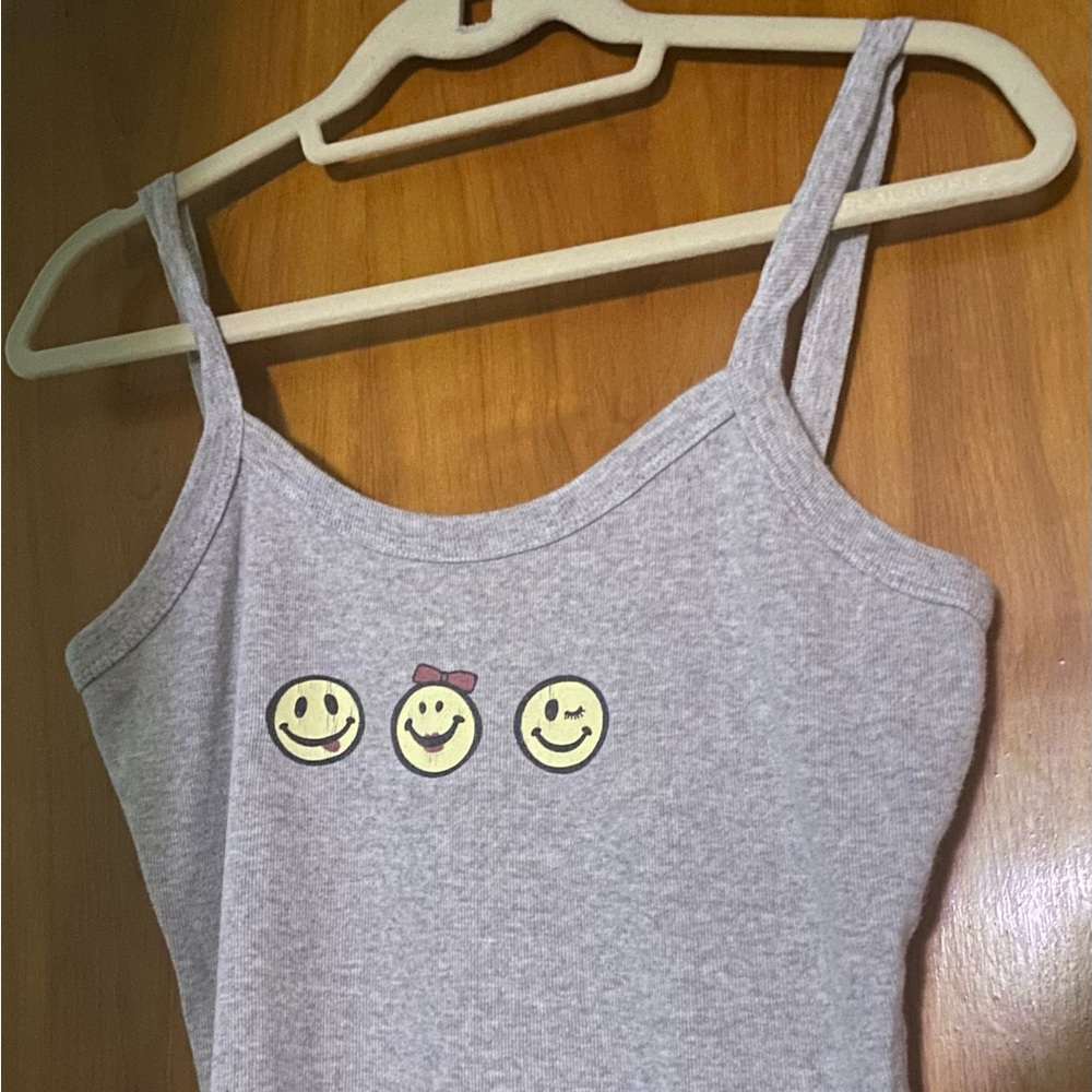 Gray Smiley Face Women's Tank Top